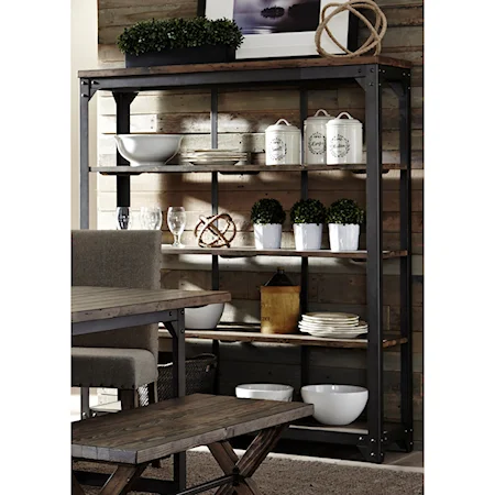 Industrial Open Curio with 4-Shelves